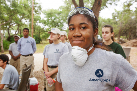 An AmeriCorps Member during disaster response