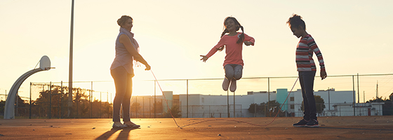 Children playing jump rope